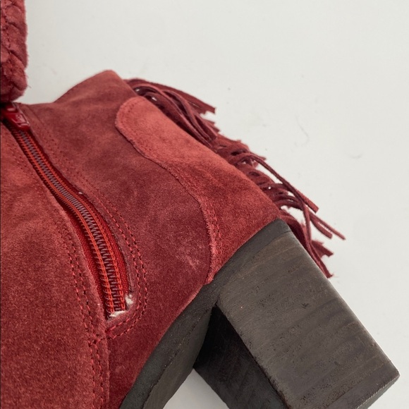 Matisse Red Suede Ankle Booties Fringe details women 9.5M casual festival boho - Picture 6 of 14